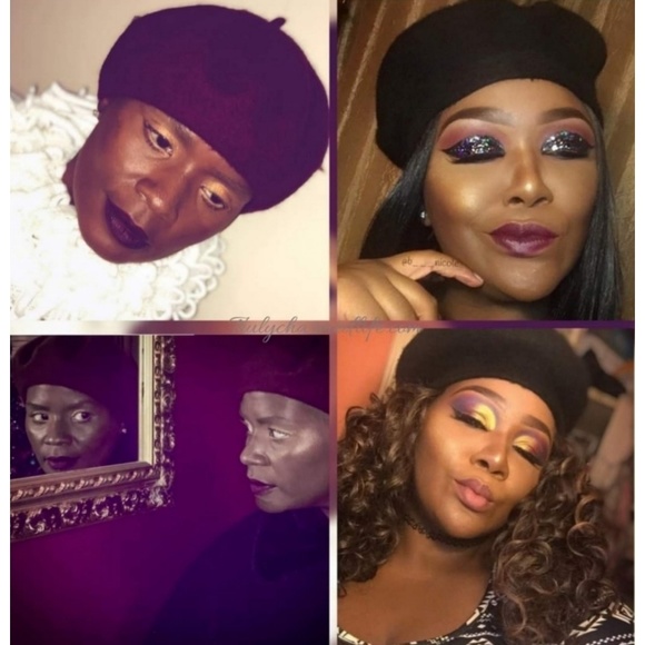 Women's Burgundy Felt Beret - Picture 6 of 6